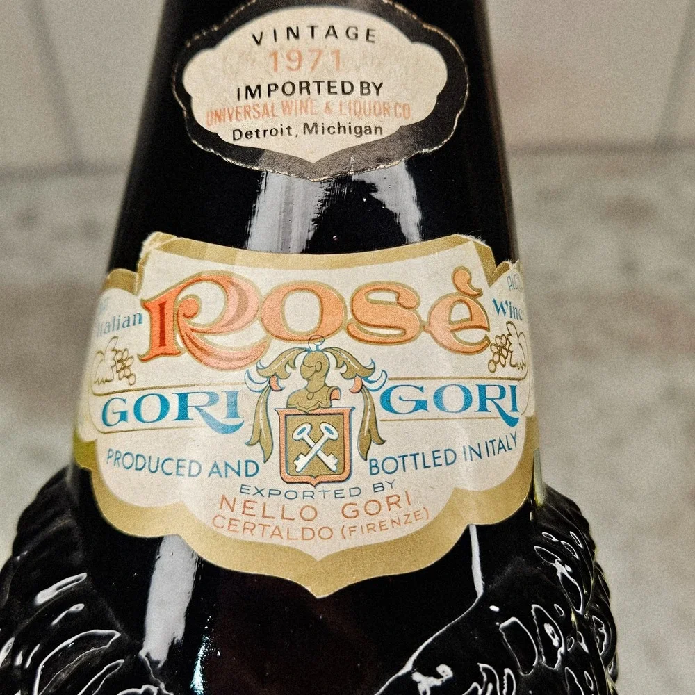 Vtg 1971 Black Glass Sitting Poodle Dog‎ Wine Decanter Bottle Detroit MI Italy